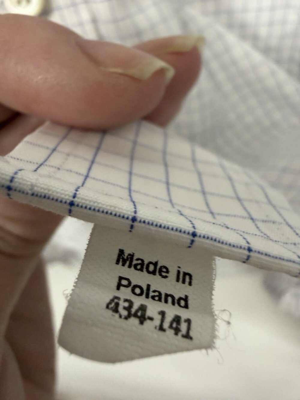 Ledbury‎ Shirt Mens 16 White Blue Grid Classic Fit Long Sleeve Button Down Dress - Picture 5 of 7